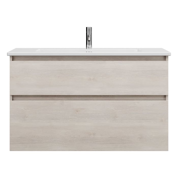 burgbad Lin20 Waschtischunterschrank mit Keramik-Waschtisch 103 cm, 2 Auszüge