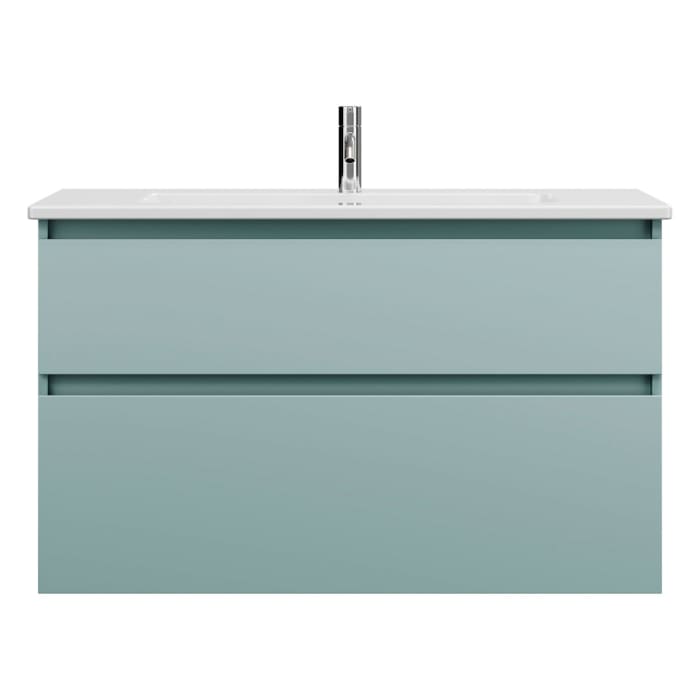 burgbad Lin20 Waschtischunterschrank mit Keramik-Waschtisch 103 cm, 2 Auszüge