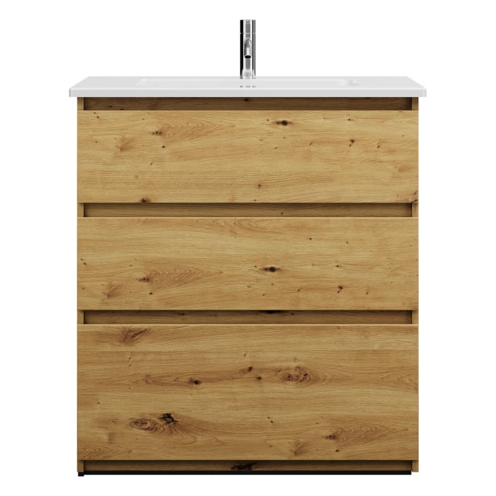 burgbad Lin20 Waschtischunterschrank mit Keramik-Waschtisch 83 cm, 3 Auszüge