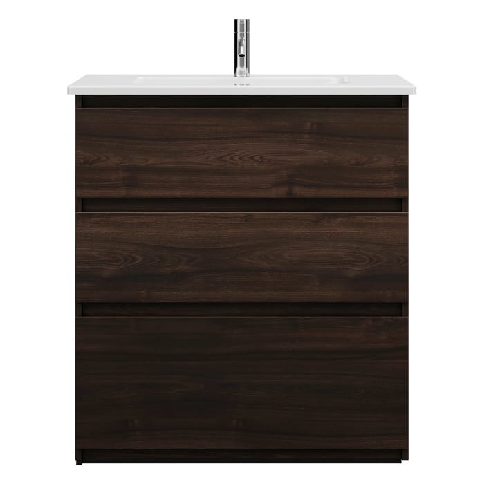 burgbad Lin20 Waschtischunterschrank mit Keramik-Waschtisch 83 cm, 3 Auszüge