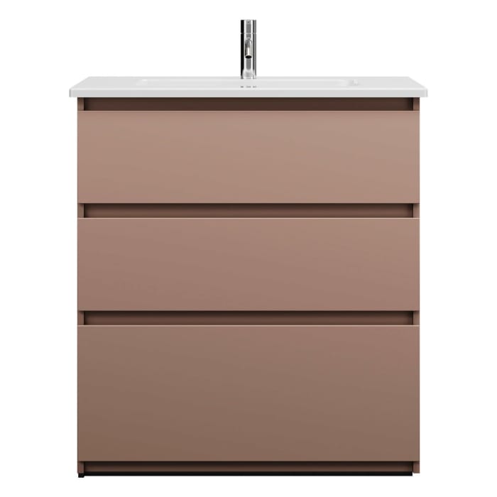 burgbad Lin20 Waschtischunterschrank mit Keramik-Waschtisch 83 cm, 3 Auszüge