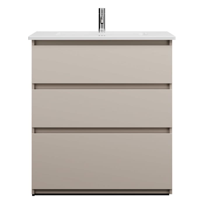 burgbad Lin20 Waschtischunterschrank mit Keramik-Waschtisch 83 cm, 3 Auszüge