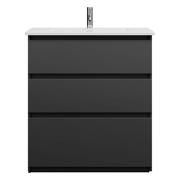 burgbad Lin20 Waschtischunterschrank mit Keramik-Waschtisch 83 cm, 3 Auszüge