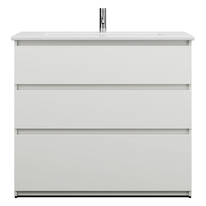 burgbad Lin20 Waschtischunterschrank mit Keramik-Waschtisch 103 cm, 3 Auszüge