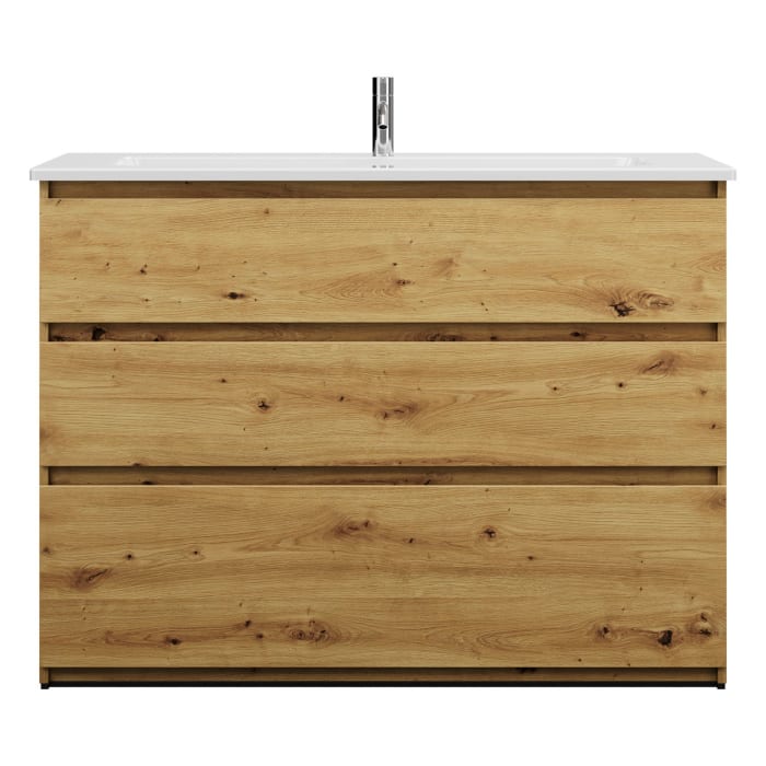 burgbad Lin20 Waschtischunterschrank mit Keramik-Waschtisch 123 cm, 3 Auszüge