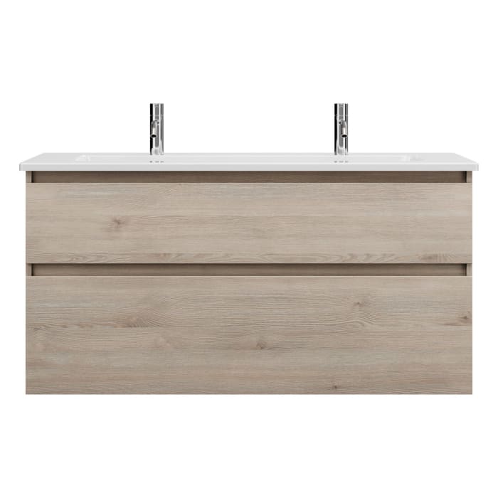 burgbad Lin20 Waschtischunterschrank mit Keramik-Waschtisch 123 cm, 2 Auszüge