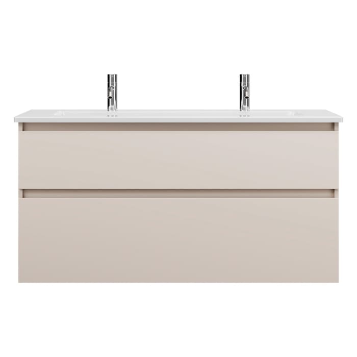 burgbad Lin20 Waschtischunterschrank mit Keramik-Waschtisch 123 cm, 2 Auszüge