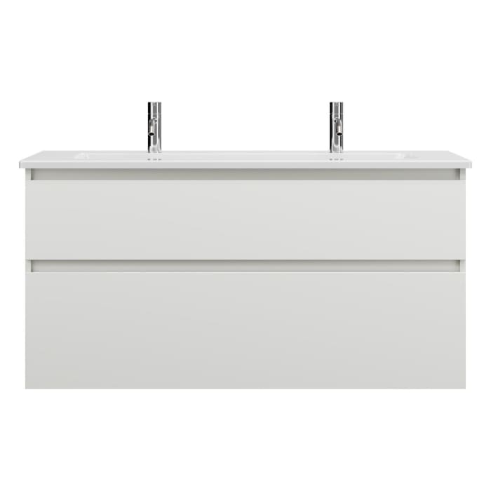 burgbad Lin20 Waschtischunterschrank mit Keramik-Waschtisch 123 cm, 2 Auszüge