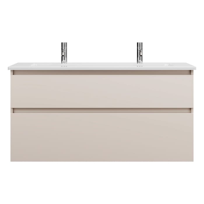 burgbad Lin20 Waschtischunterschrank mit Keramik-Waschtisch 123 cm, 2 Auszüge