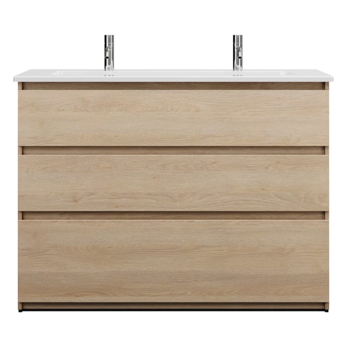 burgbad Lin20 Waschtischunterschrank mit Keramik-Waschtisch 123 cm, 3 Auszüge