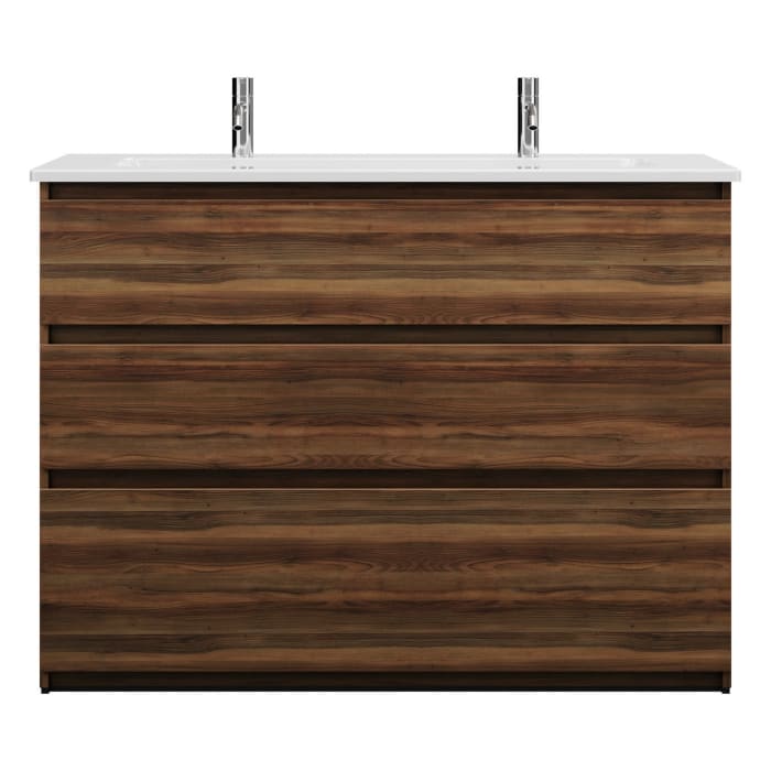 burgbad Lin20 Waschtischunterschrank mit Keramik-Waschtisch 123 cm, 3 Auszüge