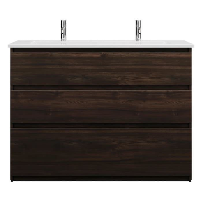 burgbad Lin20 Waschtischunterschrank mit Keramik-Waschtisch 123 cm, 3 Auszüge