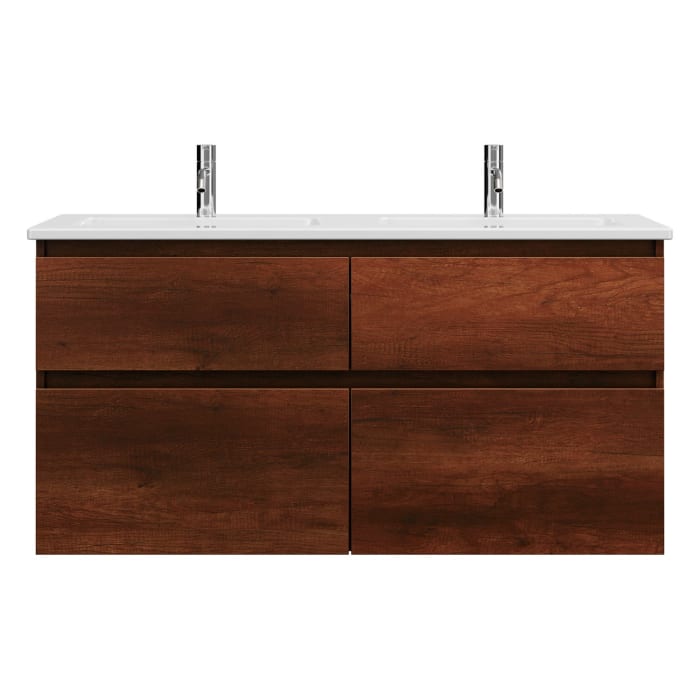 burgbad Lin20 Waschtischunterschrank mit Keramik-Doppelwaschtisch 123 cm, 4 Auszüge