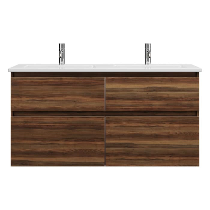 burgbad Lin20 Waschtischunterschrank mit Keramik-Doppelwaschtisch 123 cm, 4 Auszüge