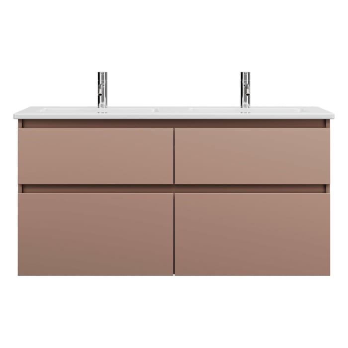 burgbad Lin20 Waschtischunterschrank mit Keramik-Doppelwaschtisch 123 cm, 4 Auszüge