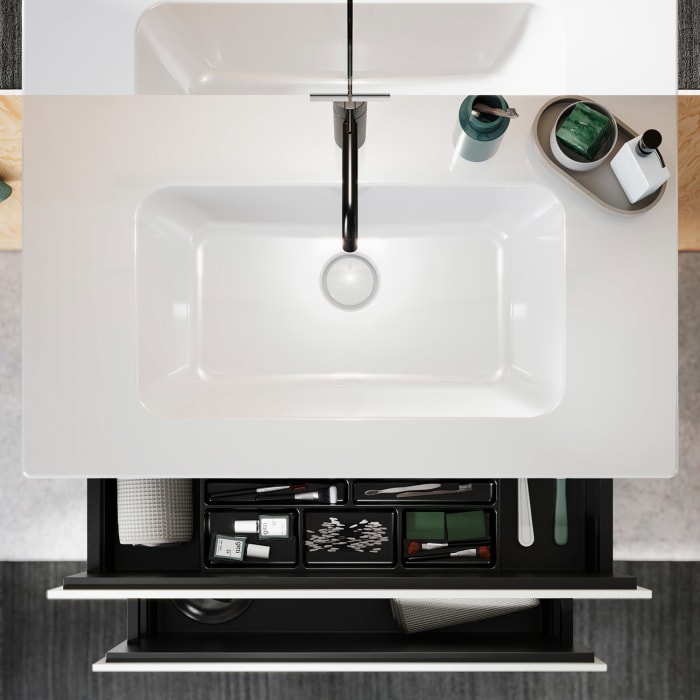 burgbad Lin20 Waschtischunterschrank mit Keramik-Waschtisch 83 cm, 2 Auszüge