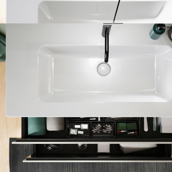 burgbad Lin20 Waschtischunterschrank mit Keramik-Waschtisch 103 cm, 2 Auszüge