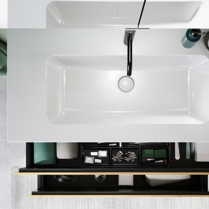 burgbad Lin20 Waschtischunterschrank mit Keramik-Waschtisch 103 cm, 2 Auszüge