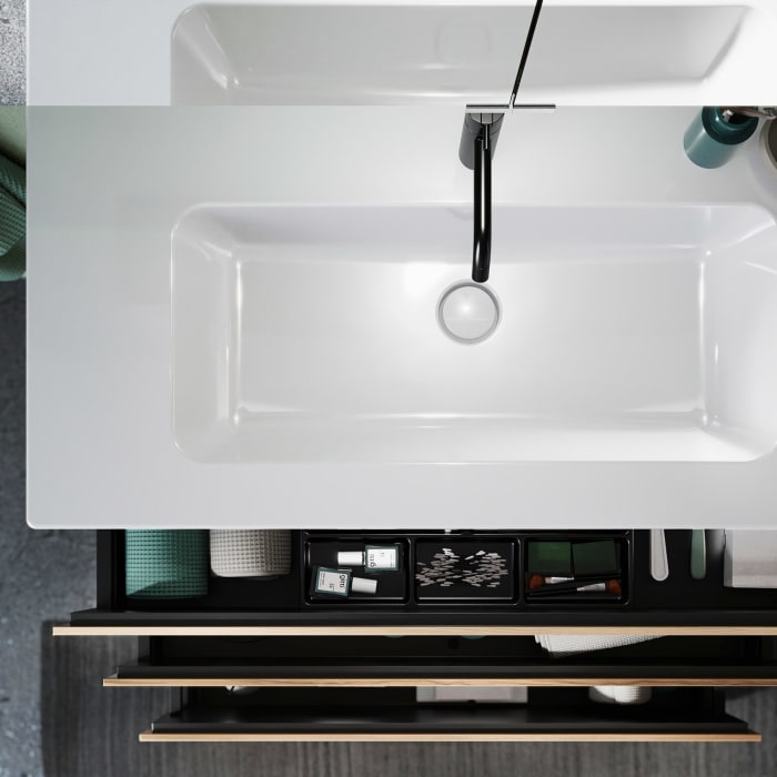 burgbad Lin20 Waschtischunterschrank mit Keramik-Waschtisch 103 cm, 3 Auszüge