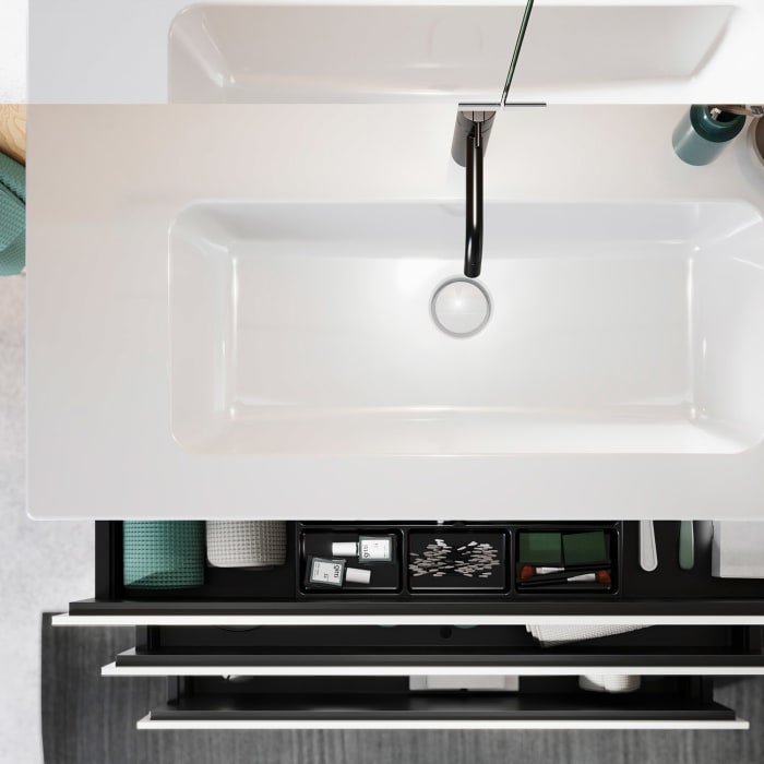 burgbad Lin20 Waschtischunterschrank mit Keramik-Waschtisch 103 cm, 3 Auszüge