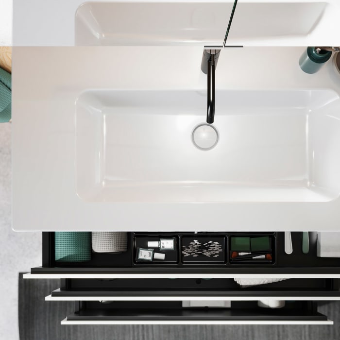 burgbad Lin20 Waschtischunterschrank mit Keramik-Waschtisch 103 cm, 3 Auszüge