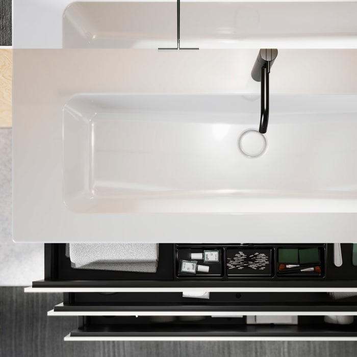 burgbad Lin20 Waschtischunterschrank mit Keramik-Waschtisch 123 cm, 3 Auszüge