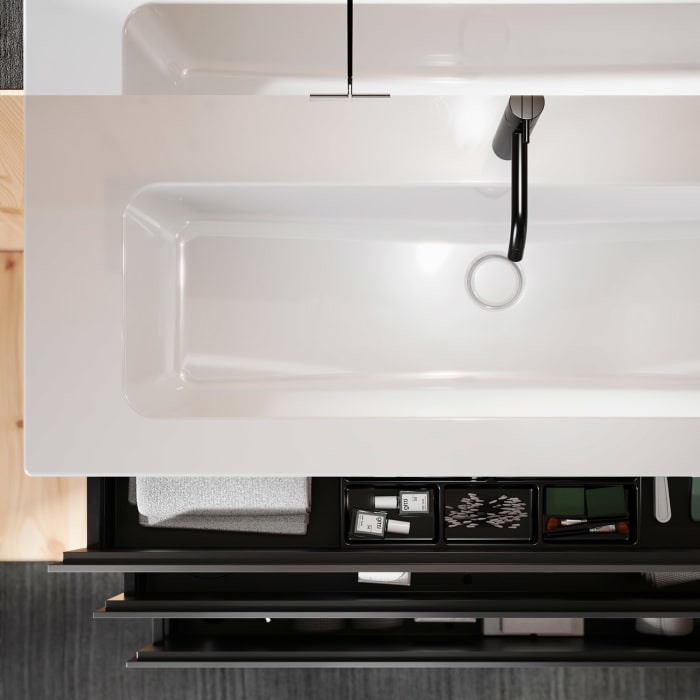 burgbad Lin20 Waschtischunterschrank mit Keramik-Waschtisch 123 cm, 3 Auszüge