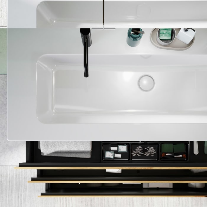 burgbad Lin20 Waschtischunterschrank mit Keramik-Waschtisch 123 cm, 3 Auszüge