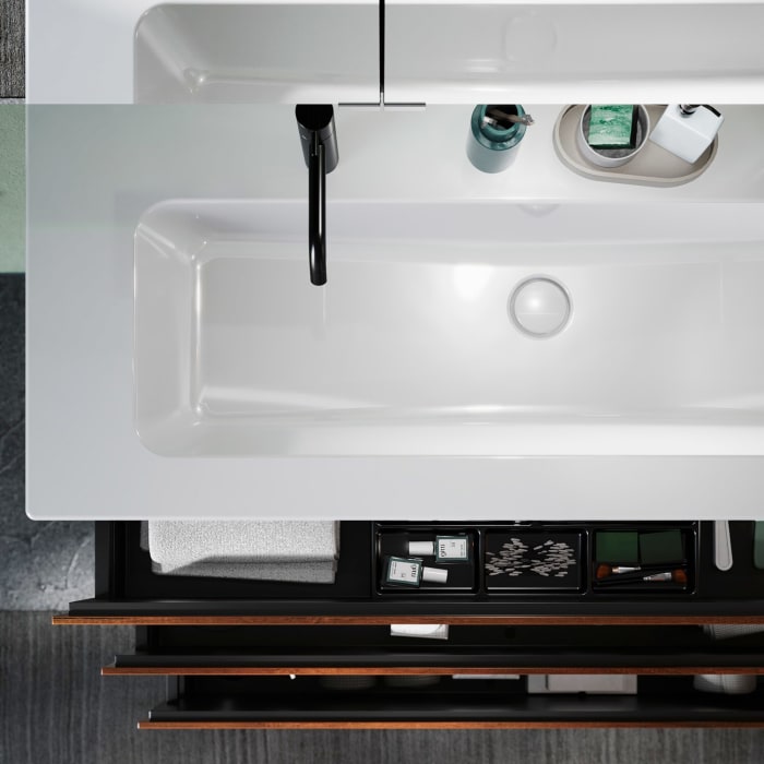 burgbad Lin20 Waschtischunterschrank mit Keramik-Waschtisch 123 cm, 3 Auszüge