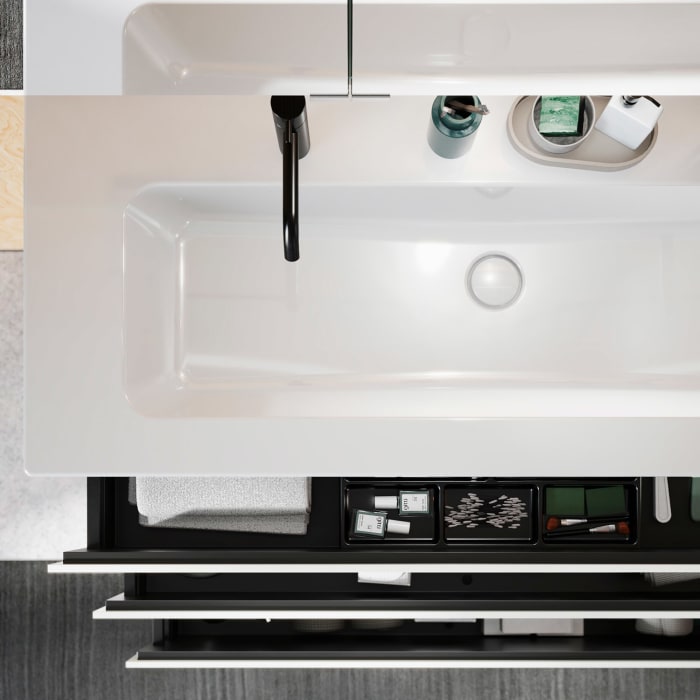 burgbad Lin20 Waschtischunterschrank mit Keramik-Waschtisch 123 cm, 3 Auszüge