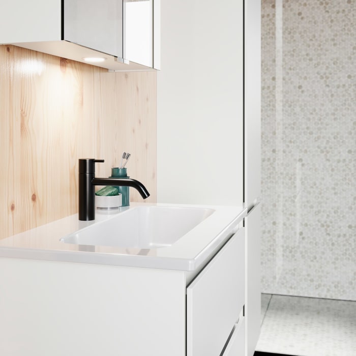 burgbad Lin20 Waschtischunterschrank mit Keramik-Waschtisch 63 cm, 2 Auszüge