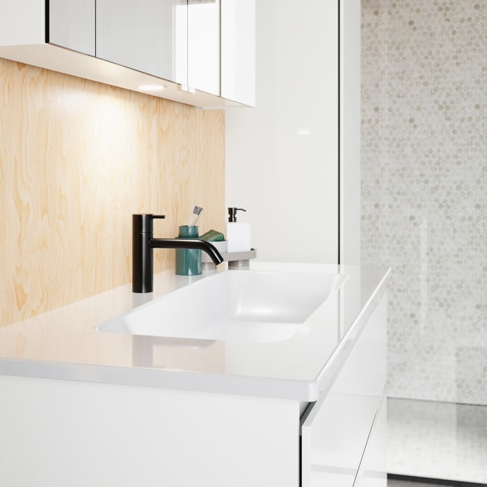 burgbad Lin20 Waschtischunterschrank mit Keramik-Waschtisch 103 cm, 2 Auszüge