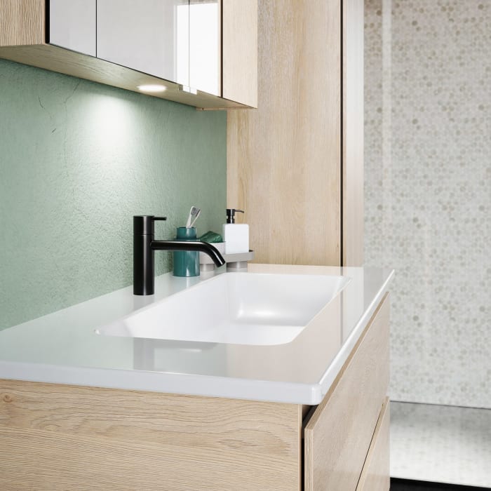 burgbad Lin20 Waschtischunterschrank mit Keramik-Waschtisch 103 cm, 3 Auszüge