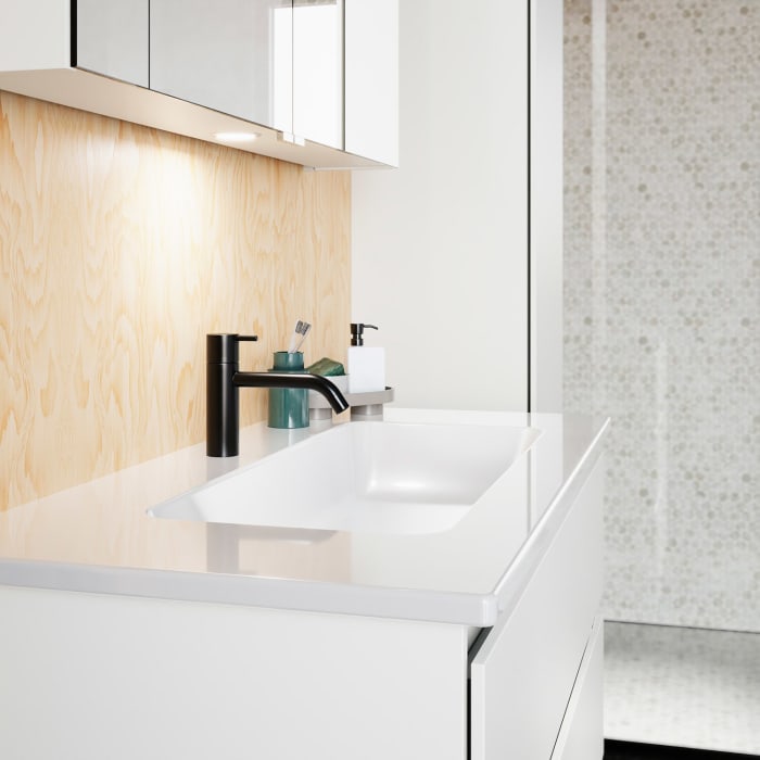 burgbad Lin20 Waschtischunterschrank mit Keramik-Waschtisch 103 cm, 3 Auszüge