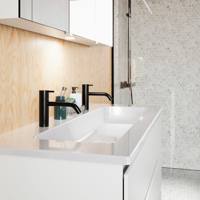 burgbad Lin20 Waschtischunterschrank mit Keramik-Waschtisch 123 cm, 3 Auszüge