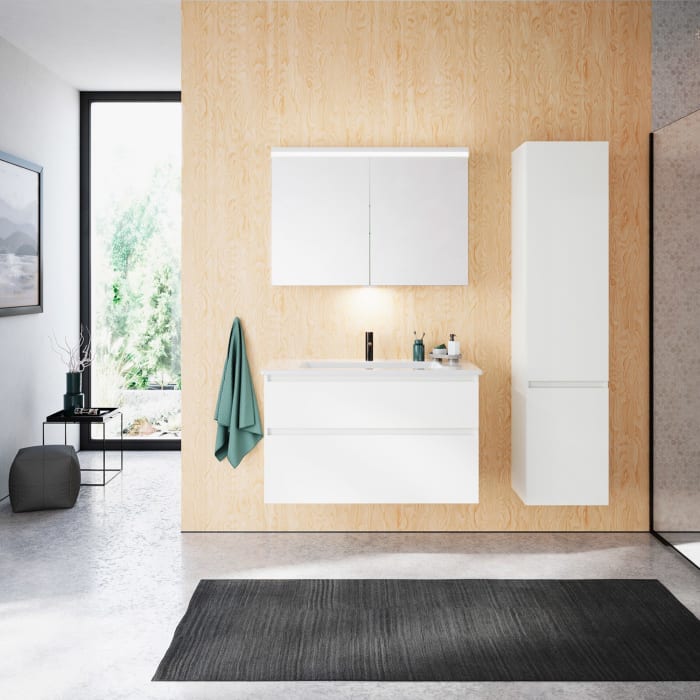 burgbad Lin20 Waschtischunterschrank mit Keramik-Waschtisch 103 cm, 2 Auszüge