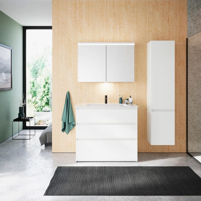 burgbad Lin20 Waschtischunterschrank mit Keramik-Waschtisch 103 cm, 3 Auszüge