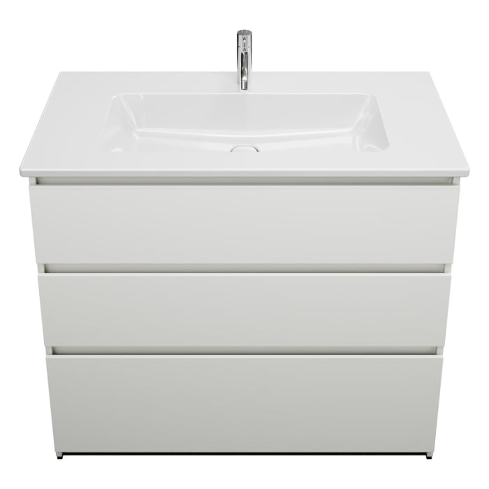 burgbad Lin20 Waschtischunterschrank mit Keramik-Waschtisch 103 cm, 3 Auszüge