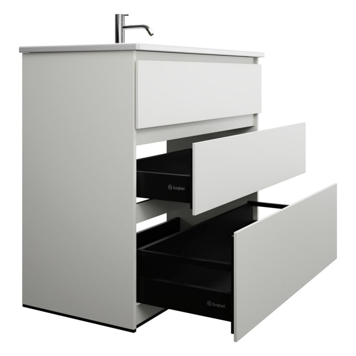burgbad Lin20 Waschtischunterschrank mit Keramik-Waschtisch 103 cm, 3 Auszüge
