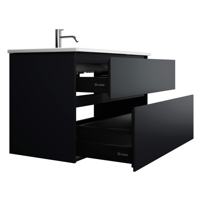 burgbad Lin20 Waschtischunterschrank mit Keramik-Waschtisch 103 cm, 2 Auszüge, links