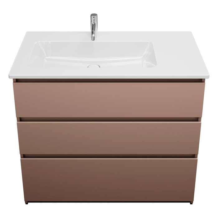 burgbad Lin20 Waschtischunterschrank mit Keramik-Waschtisch 103 cm, 3 Auszüge, links