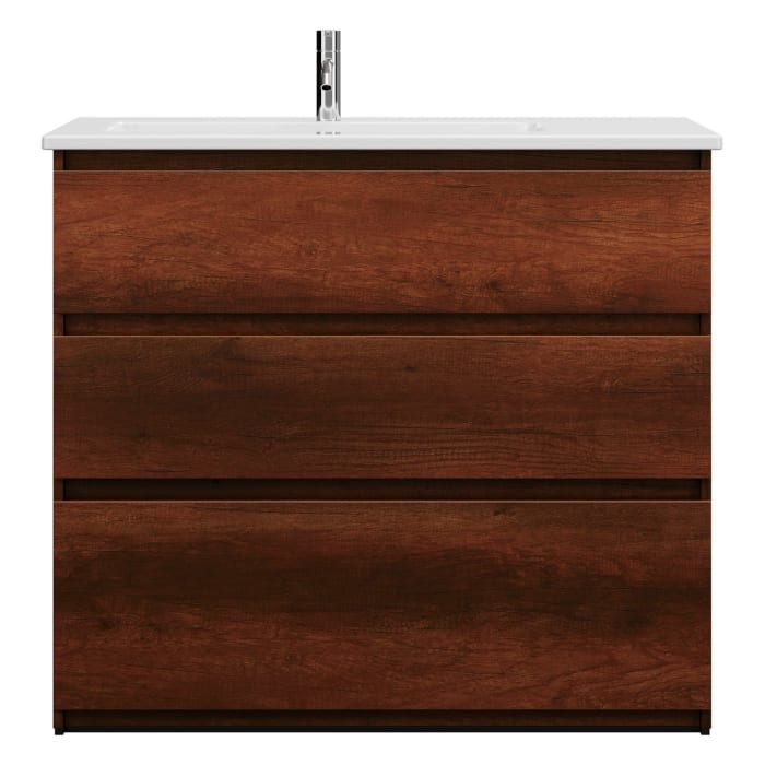 burgbad Lin20 Waschtischunterschrank mit Keramik-Waschtisch 103 cm, 3 Auszüge, links