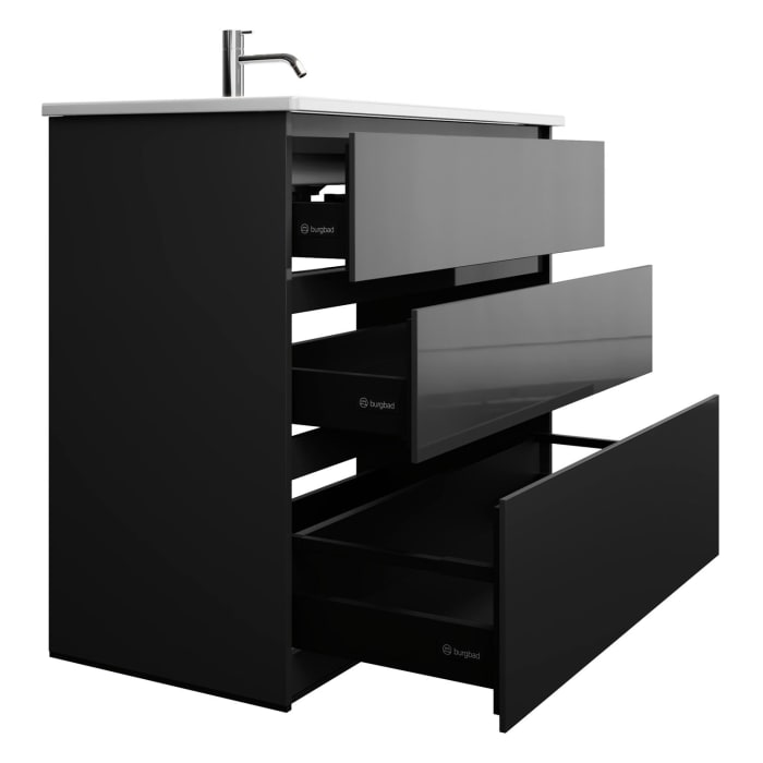 burgbad Lin20 Waschtischunterschrank mit Keramik-Waschtisch 103 cm, 3 Auszüge, links