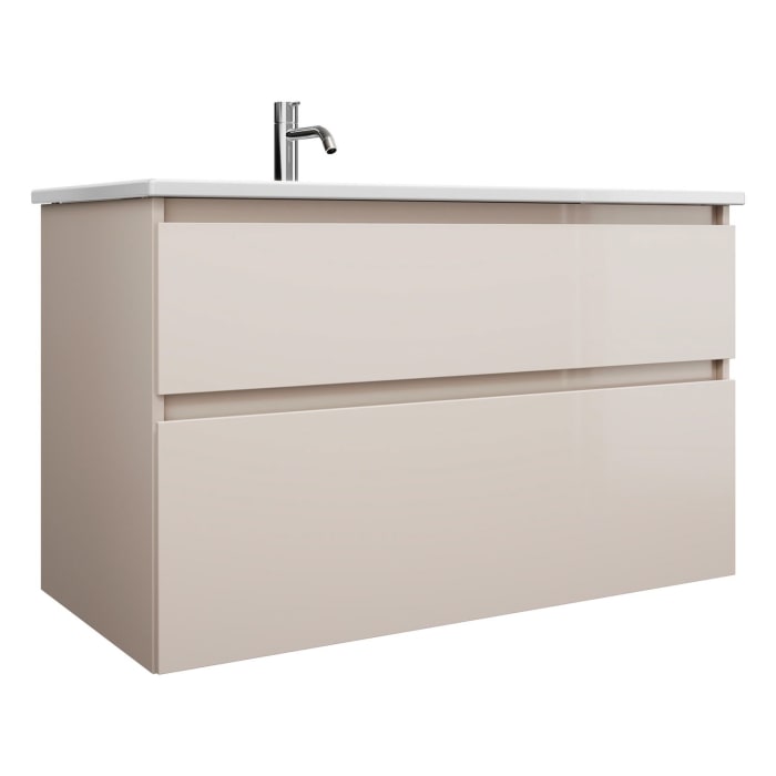 burgbad Lin20 Waschtischunterschrank mit Keramik-Waschtisch 103 cm, 2 Auszüge, links