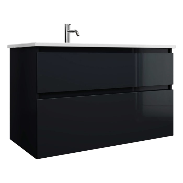 burgbad Lin20 Waschtischunterschrank mit Keramik-Waschtisch 103 cm, 2 Auszüge, links