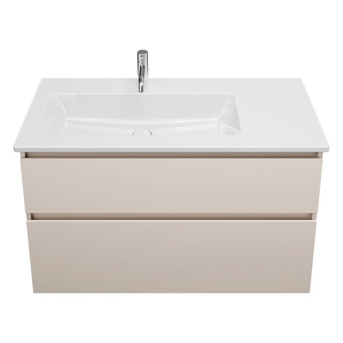 burgbad Lin20 Waschtischunterschrank mit Keramik-Waschtisch 103 cm, 2 Auszüge, links