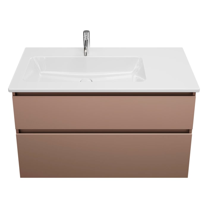 burgbad Lin20 Waschtischunterschrank mit Keramik-Waschtisch 103 cm, 2 Auszüge, links