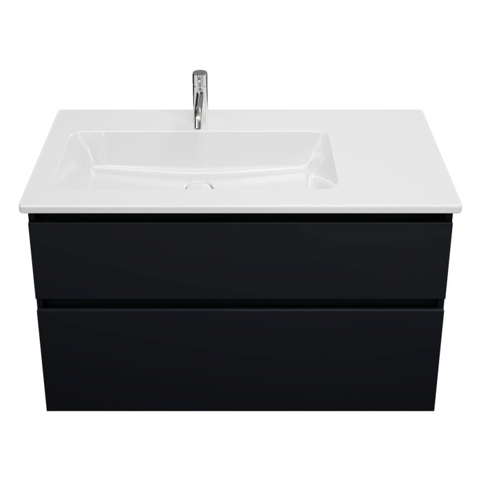 burgbad Lin20 Waschtischunterschrank mit Keramik-Waschtisch 103 cm, 2 Auszüge, links