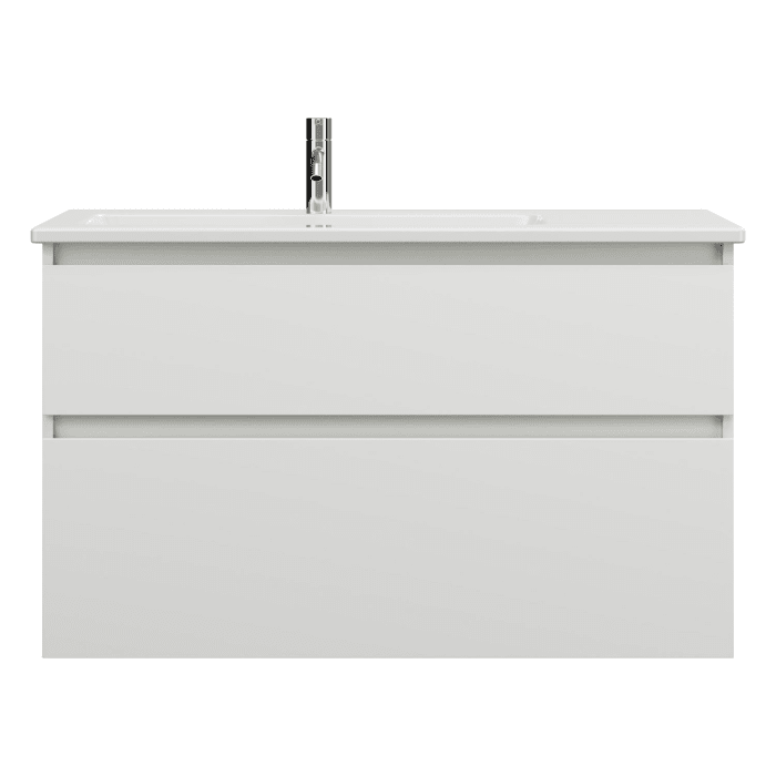 burgbad Lin20 Waschtischunterschrank mit Keramik-Waschtisch 103 cm, 2 Auszüge, links