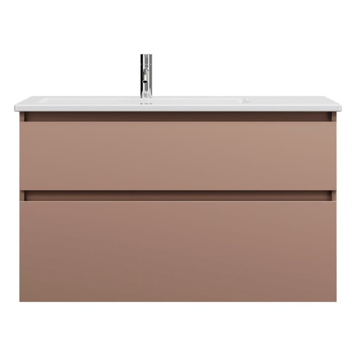 burgbad Lin20 Waschtischunterschrank mit Keramik-Waschtisch 103 cm, 2 Auszüge, links